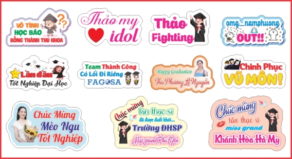 Mẫu hashtag cầm tay kỷ yếu, tốt nghiệp vui nhộn, động viên