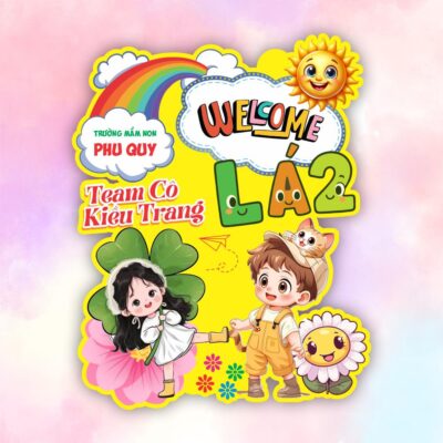 bảng welcome trường tiểu học phú quý