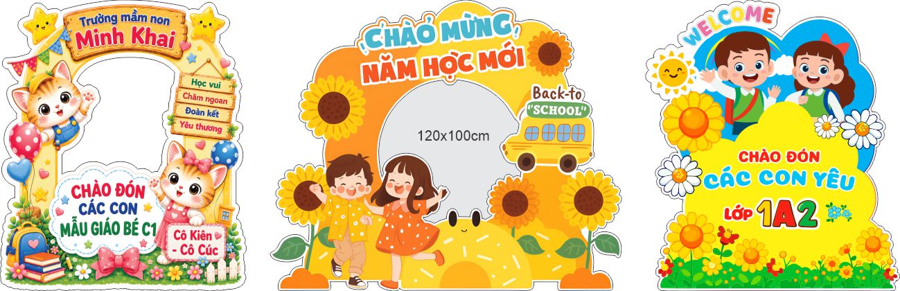 khung check in cam tay khai giang Khung check in cầm tay khai giảng
